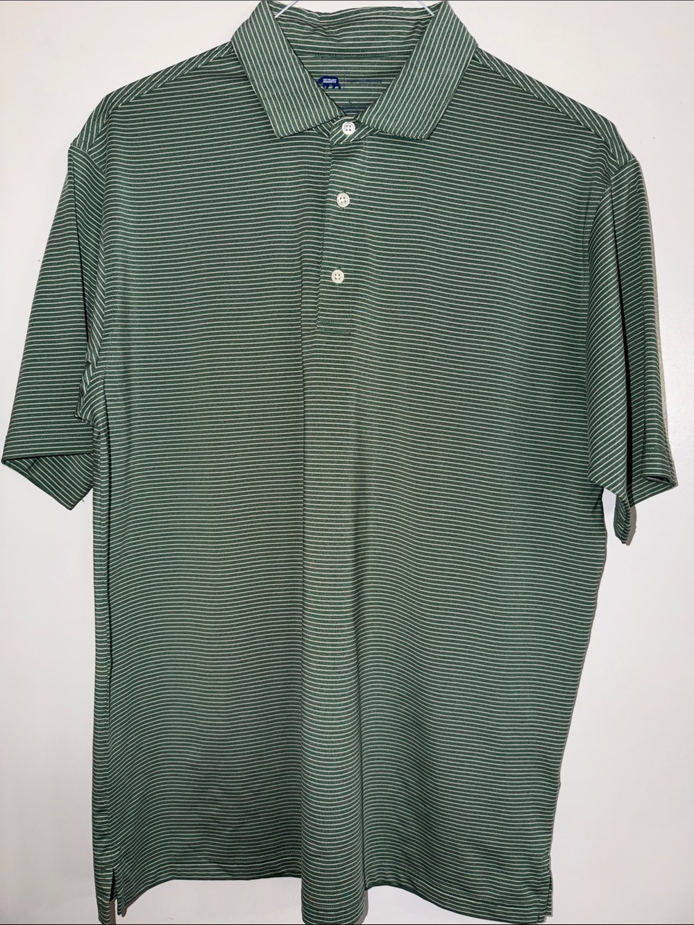 Men's Green Stripe Performance Polo Shirt by Unknown Brand